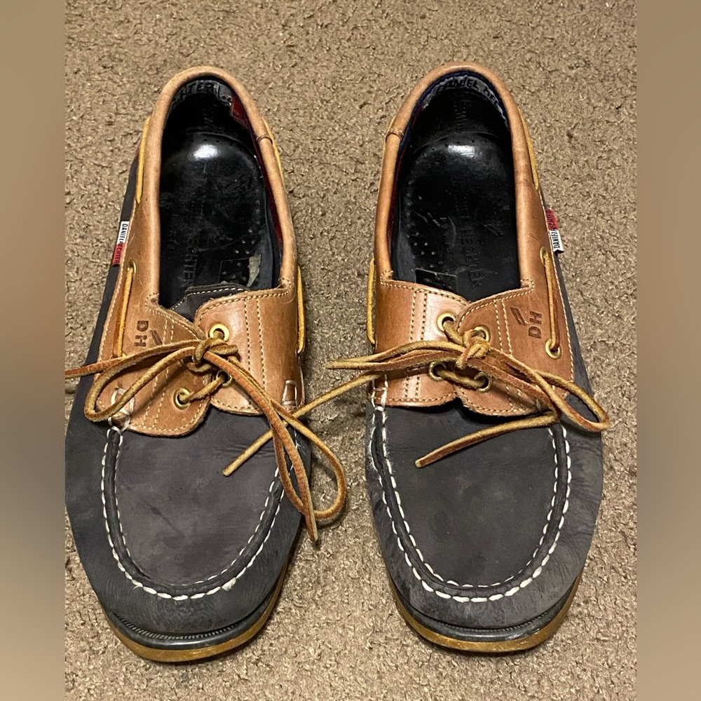 Daniel Hechter Paris Tan Gray Leather‎ Original Moccasins Size US 10 EU 44